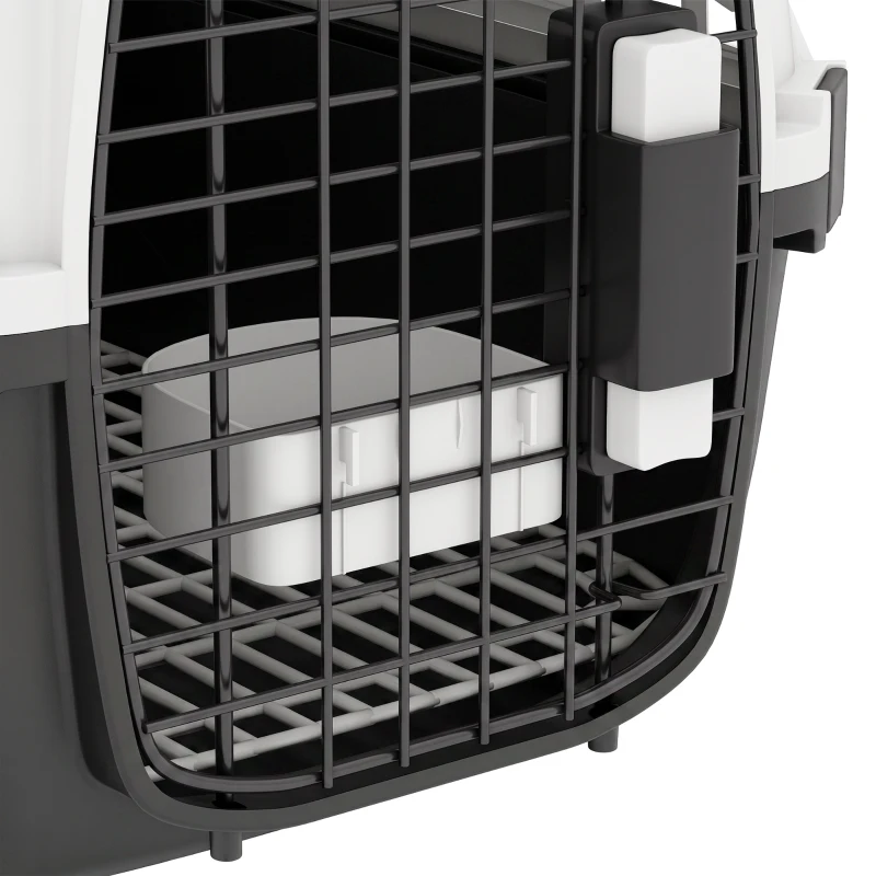 PawHut Airline Approved Pet Carrier for Mini Dogs and Cats with Steel Wire Door, Water Bowl, for Car, Airplane, Outdoor, Balck