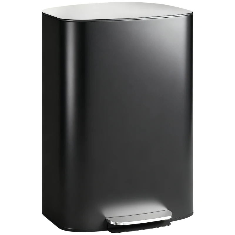 HOMCOM Fingerprint-proof Kitchen Trash Can, 13.2 Gallon Garbage Can with Soft-close Lid and Foot Pedal, Black