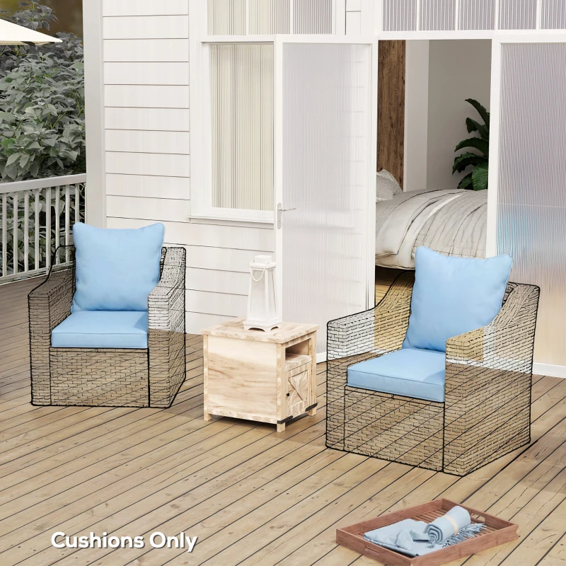 Outsunny Seat Cushion Back Pillows Replacement Set of 2, Patio Chair Cushions Set for Indoor Outdoor, Light Blue