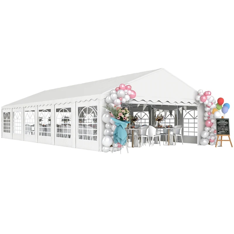 Outsunny 20' x 40' Party Tent, Outdoor Canopy Tent with Removable Sidewalls, 12 Windows for Parties, Wedding, Events, BBQ, White
