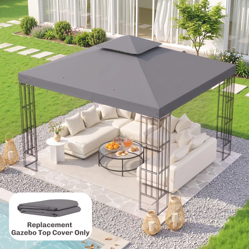 Outsunny Gazebo Replacement Canopy for Model 01 -0153, 2-Tier Top Cover for 9.8' x 9.8' Gazebo, Charcoal (TOP ONLY)