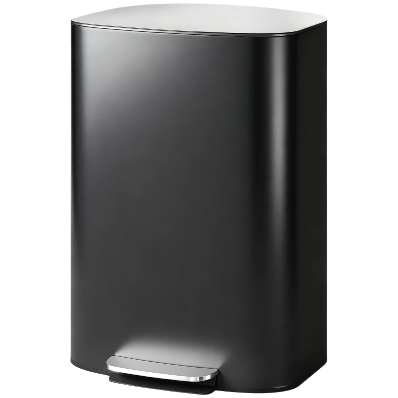 HOMCOM Fingerprint-proof Kitchen Trash Can, 13.2 Gallon Garbage Can with Soft-close Lid and Foot Pedal, Black