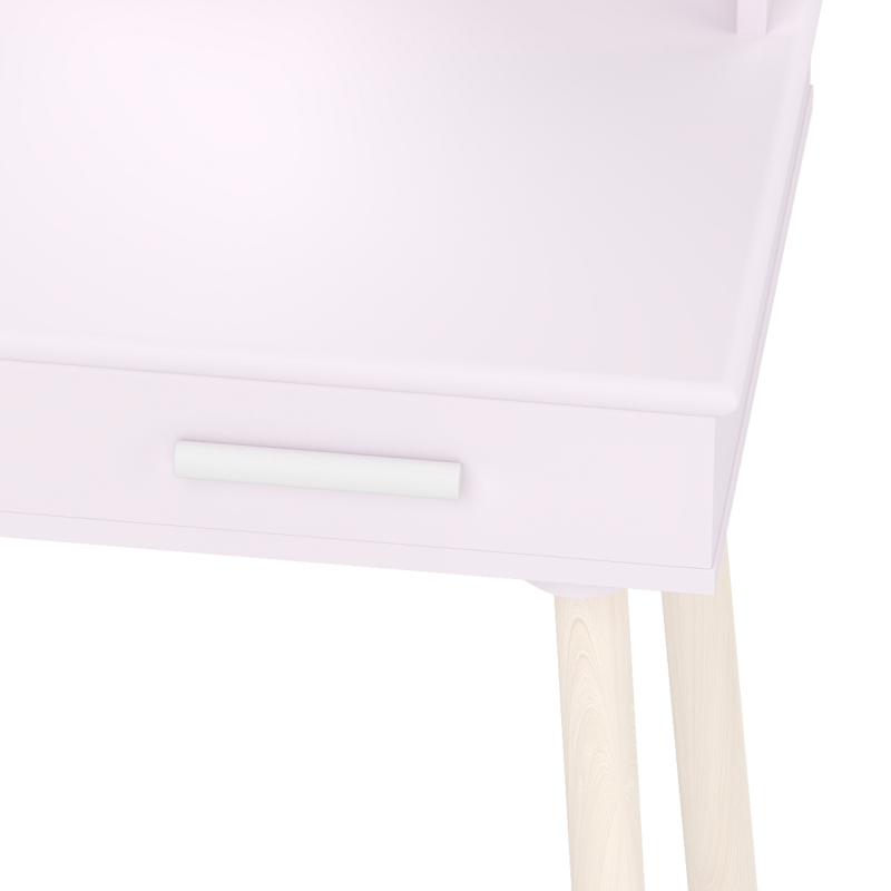Qaba Kids Dressing Table, Girls Vanity Set with Stool, 3-Colour LED Lights Mirror, Large Drawer for Ages 3-8, Pink