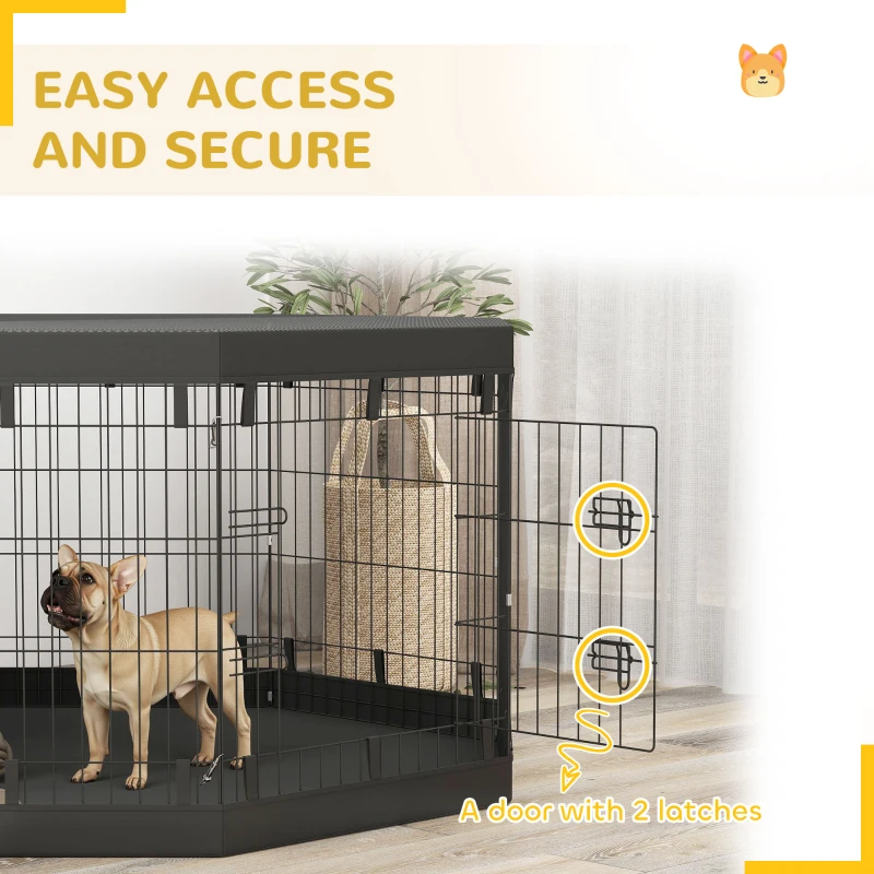 PawHut 8 Panels Foldable Dog Playpen with Bottom Pad & Top Cover, 30" High