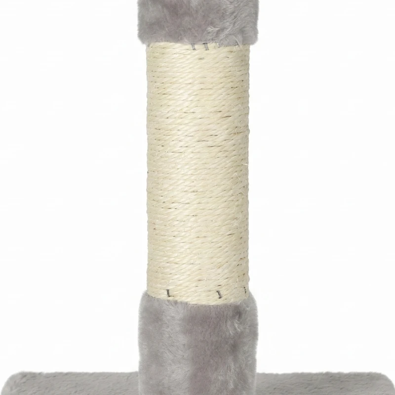 PawHut 52" Cat Tree, Multi-Level Large Cat Tower House with 2-Tier Condo, Bed, Sisal Scratching Posts, Light Grey