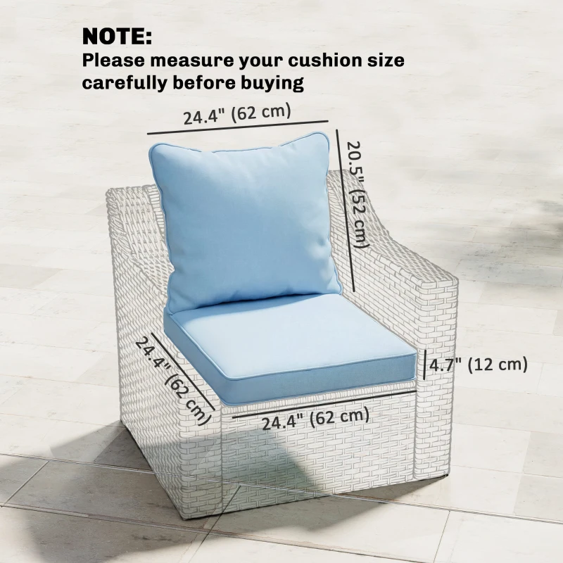 Outsunny Seat Cushion Back Pillows Replacement Set of 2, Patio Chair Cushions Set for Indoor Outdoor, Light Blue