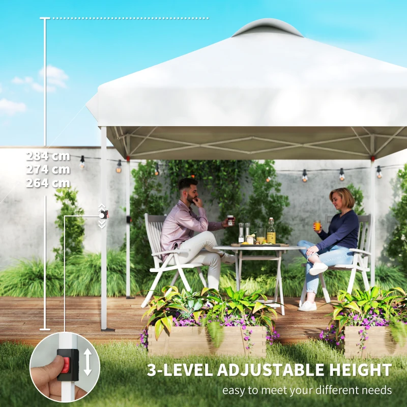 Outsunny 10' x 10' Pop Up Canopy Tent, Instant Sun Shelter, Tents for Parties, with Wheeled Carry Bag, White