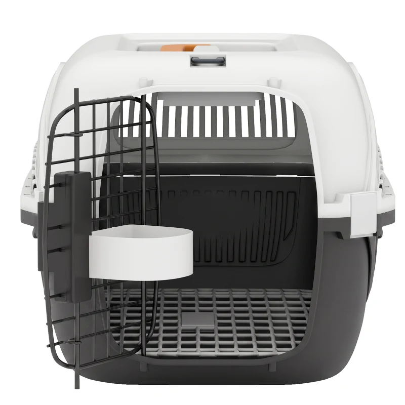PawHut Airline Approved Pet Carrier for Mini Dogs and Cats with Steel Wire Door, Water Bowl, for Car, Airplane, Outdoor, Balck