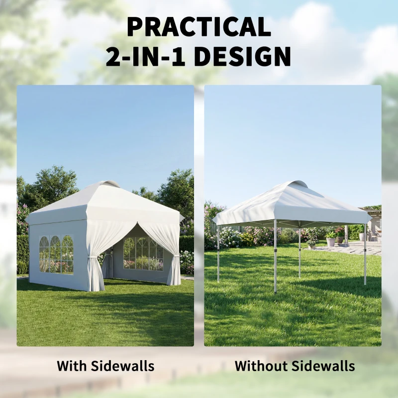 Outsunny 10' x 10' Pop Up Canopy Tent, Instant Sun Shelter, Tents for Parties, with Wheeled Carry Bag, White