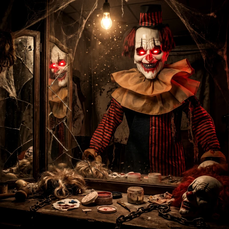 HOMCOM Large Animated Clown Halloween Decorations with Sound Touch Activated, Light Up Eyes, Animated Prop
