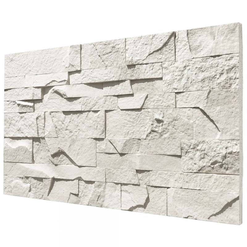 HOMCOM 8-Pack 3D Faux Stone Wall Panels, Lightweight Polyurethane Panels for Interior and Exterior Accent Walls, Light Gray