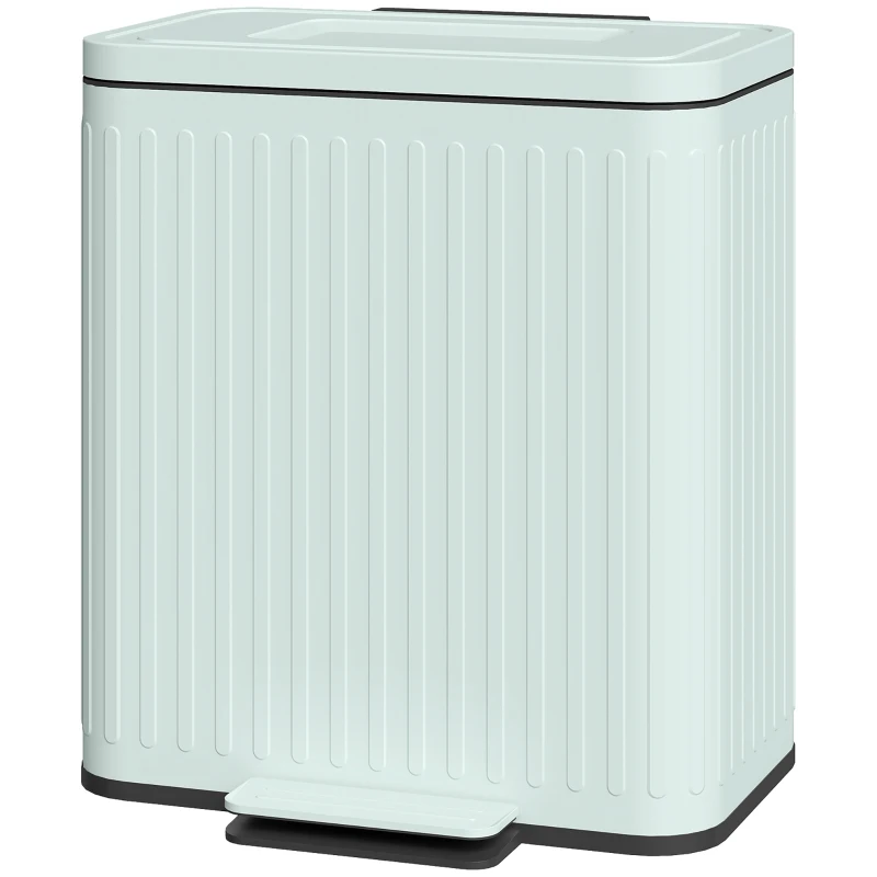 HOMCOM Trash Can, 2 x 5.3 Gallon (2 x 20 L) Garbage Can with Soft-Close Lid, Removable Inner Buckets for Kitchen Home Office