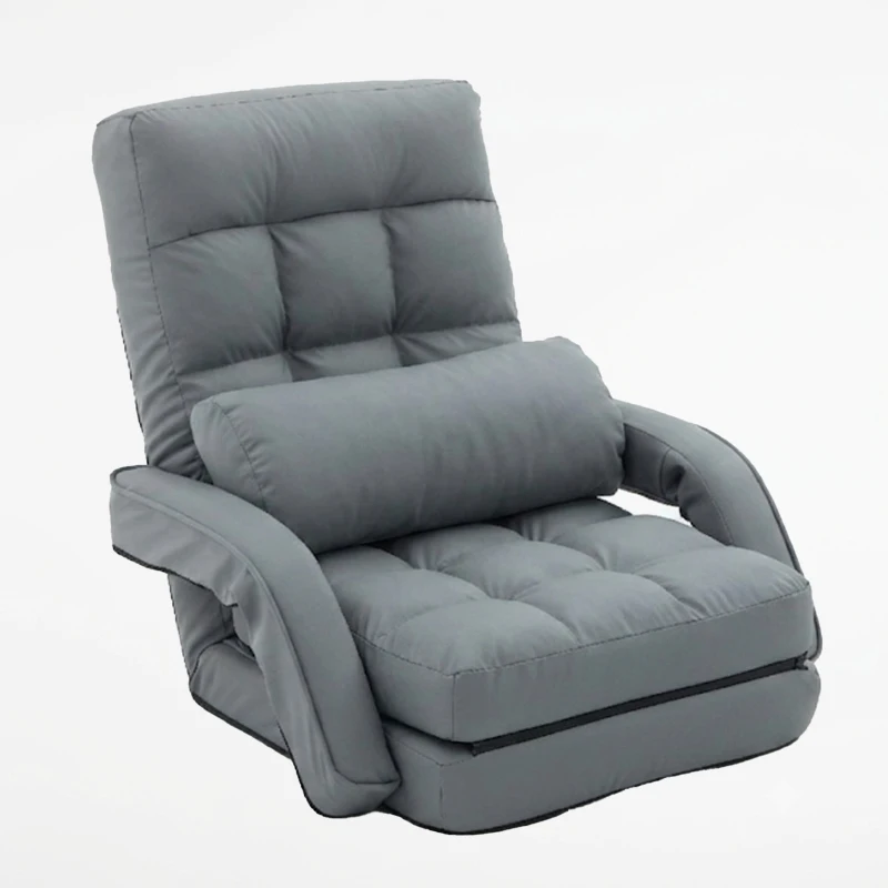 Cozy Floor Chair with 14 Adjustable Positions, Foldable Lazy Lounger for Home Offices and Gaming Rooms, 26.5"L x 22"W x 27"H, Gray