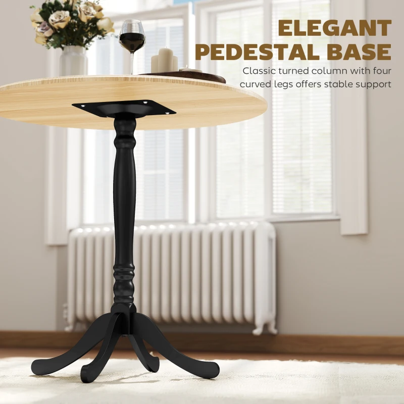 HOMCOM Dining Table for 2-4 People, Modern Round Kitchen Table with Pedestal Steel Base, 80cm, Natural Wood and Black