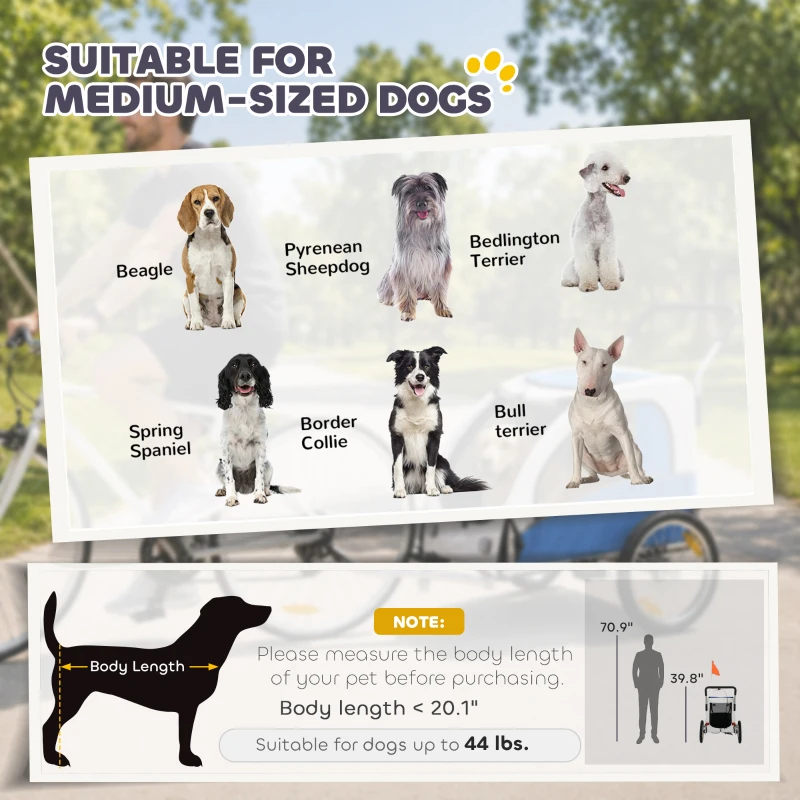 Aosom 2 in 1 Dog Bike Trailer, Foldable Pet Stroller, Dog Bicycle Trailer with Suspension, for Medium Dogs, Light Gray