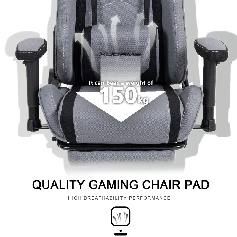 Ergonomic Gaming Chair with Adjustable Lumbar and Headrest Pillows, Cozy Computer Seat for Office and Gaming, 27.5"L x 20.5"W x 53"H, Gray