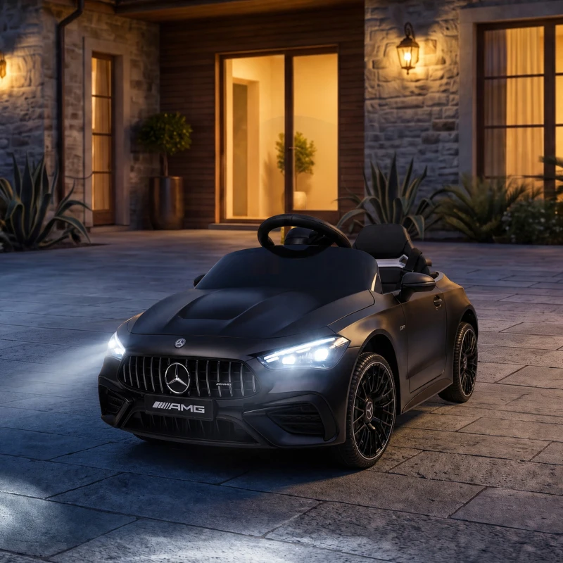 Qaba 12V Electric Car for Kids Licensed Mercedes AMG CLE 53 with Remote, Suspension, Lights, Music for 37-72 Months, Black