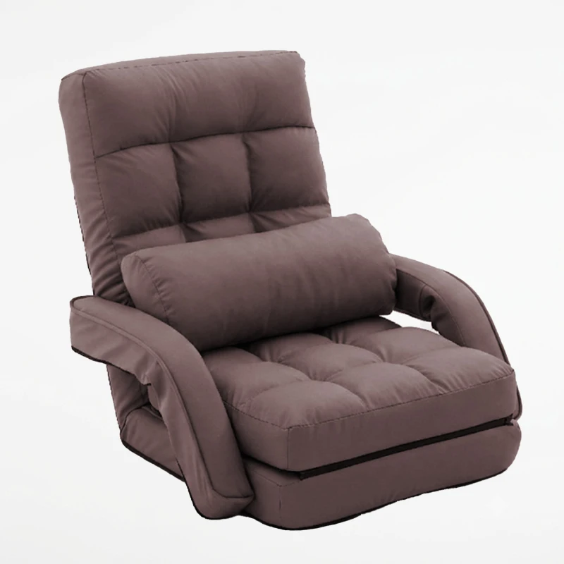 Cozy Floor Chair with 14 Adjustable Positions, Foldable Lazy Lounger for Home Offices and Gaming Rooms, 26.5"L x 22"W x 27"H, Brown