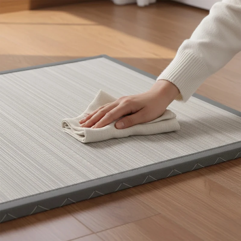 Breathable CocoShield Tatami Mat with Natural Jute Fiber, Moisture-Proof Sleeping Pad for Bedrooms, 137L x 203W x 2H cm, Light Green