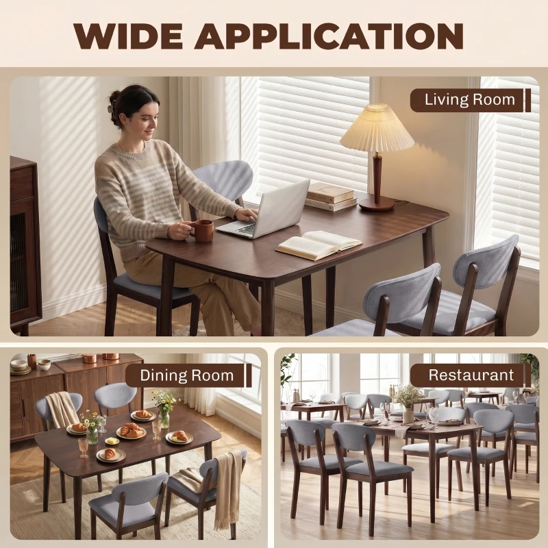 HOMCOM 5-Piece Dining Table Set for 4, Mid-Century Modern Kitchen Table and Chairs, Light Gray