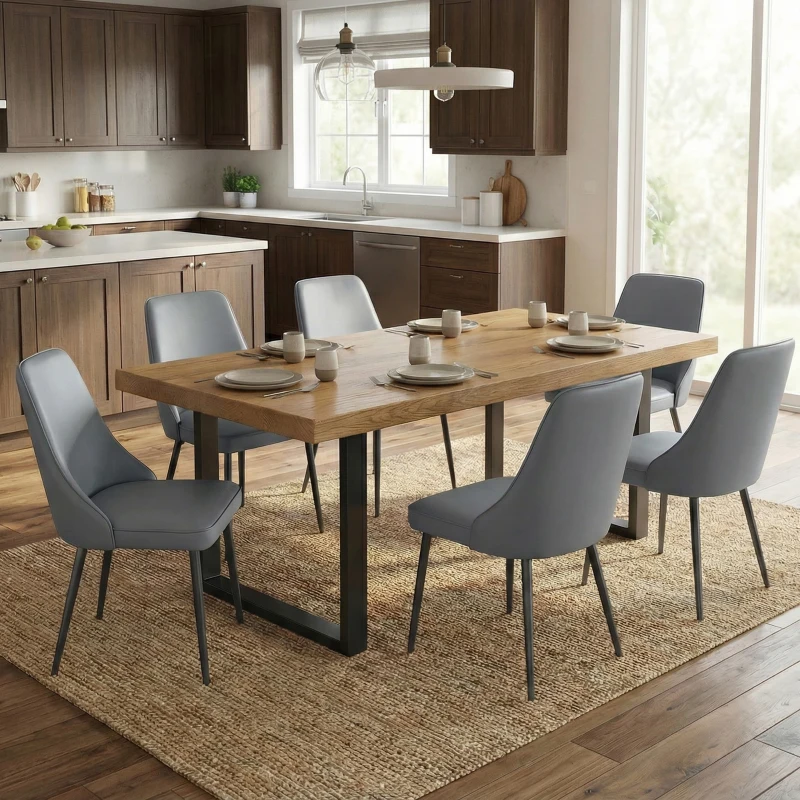 Cozy Dining Chairs with Ergonomic Curved Backrest, Stylish Kitchen Seats for Dining Rooms and Living Rooms, 19.5"L x 23.5"W x 35.5"H, Gray