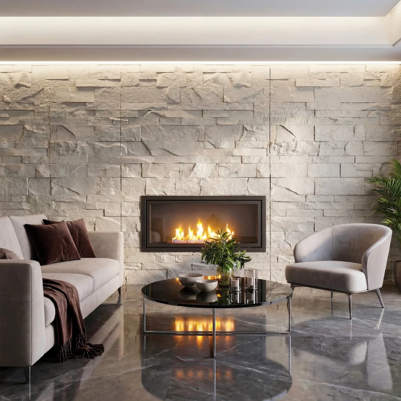 HOMCOM 8-Pack 3D Faux Stone Wall Panels, Lightweight Polyurethane Panels for Interior and Exterior Accent Walls, Light Gray