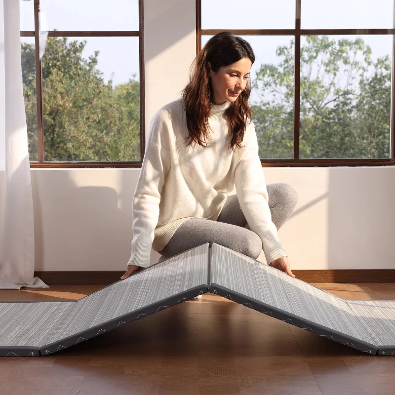 Breathable CocoShield Tatami Mat with Natural Jute Fiber, Moisture-Proof Sleeping Pad for Bedrooms, 137L x 203W x 2H cm, Gray