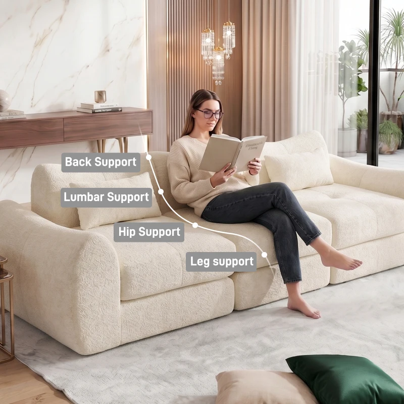 Cozy Compressed Sofa with Customizable Modular Layouts, Flexible Bed Couch for Both Compact and Spacious Spaces, 101.5"L x 36.5"W x 28.5"H, Beige