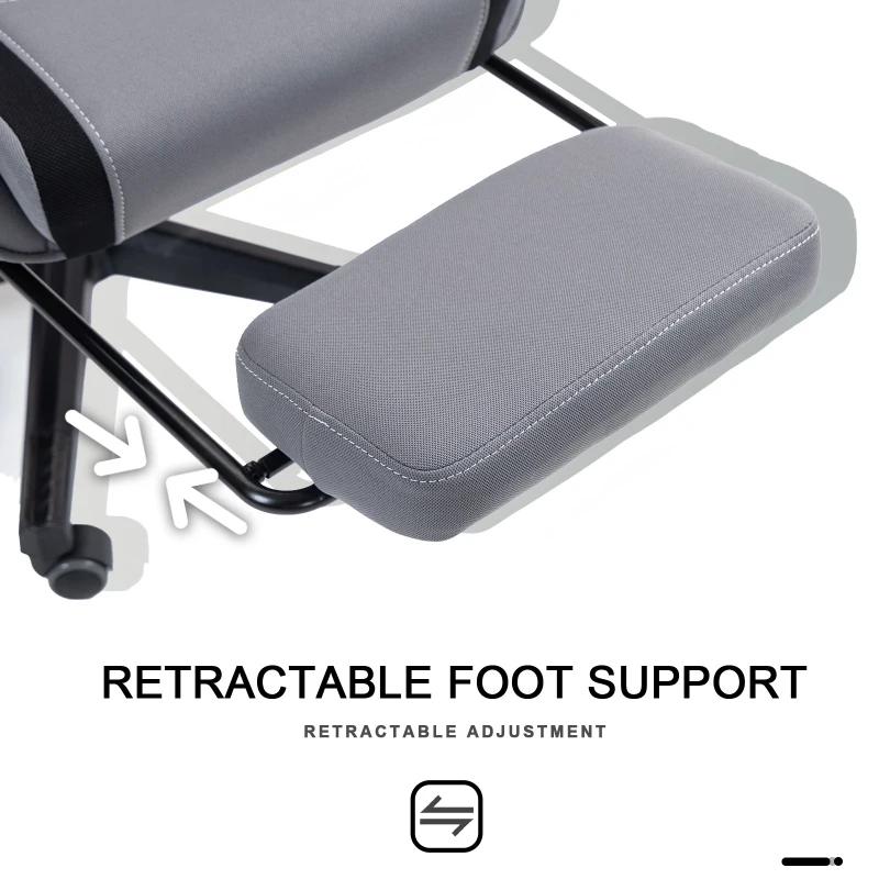 Ergonomic Gaming Chair with Adjustable Lumbar and Headrest Pillows, Cozy Computer Seat for Office and Gaming, 27.5"L x 20.5"W x 53"H, Gray