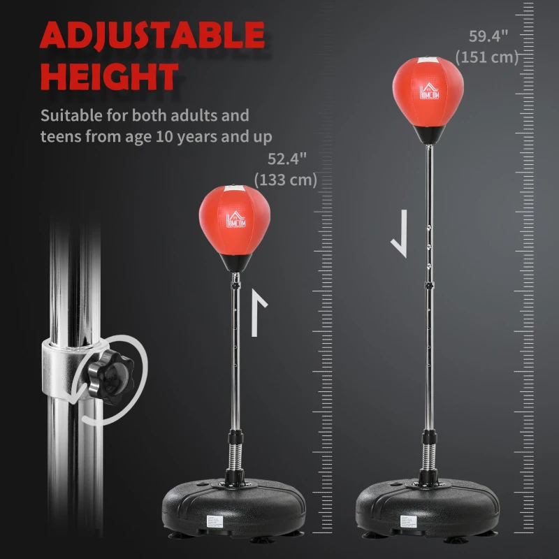 Soozier Reflex Bag with Stand, Freestanding Punching Bag Set with Speedball and Gloves, 52.4" -59.4" Adjustable Height