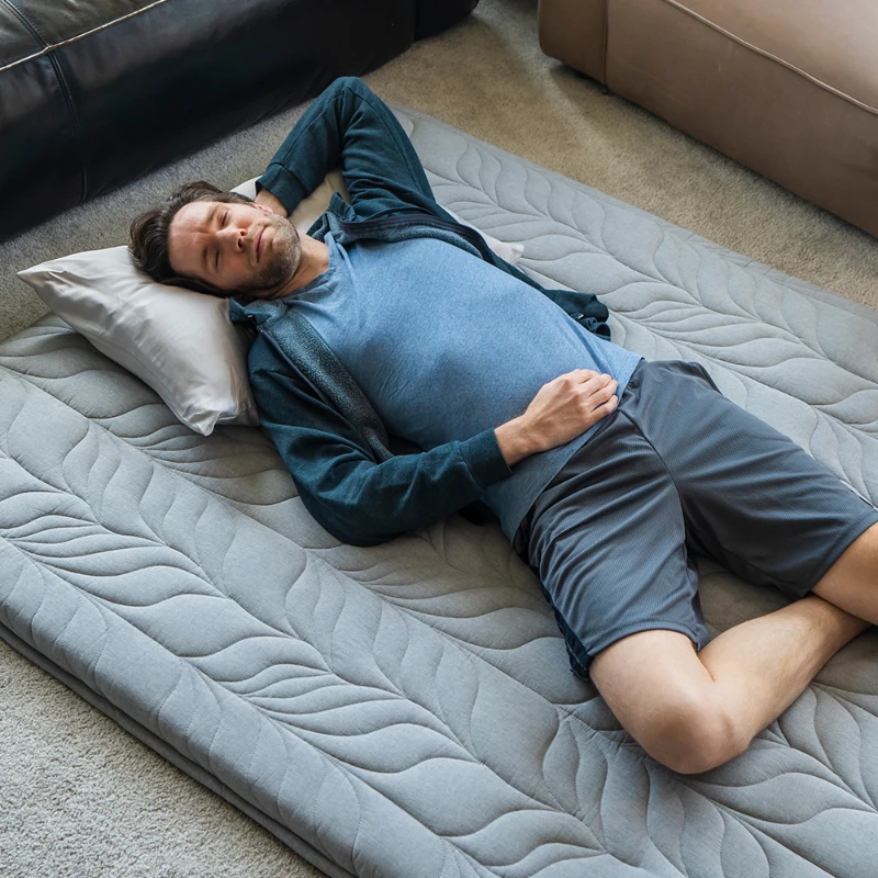 Comfortable 4-Inch Futon Mattress with High-Density Foam, Breathable Floor Sleeping Pad for Bedrooms, 75" L x 39" W x 4" H, Light Gray
