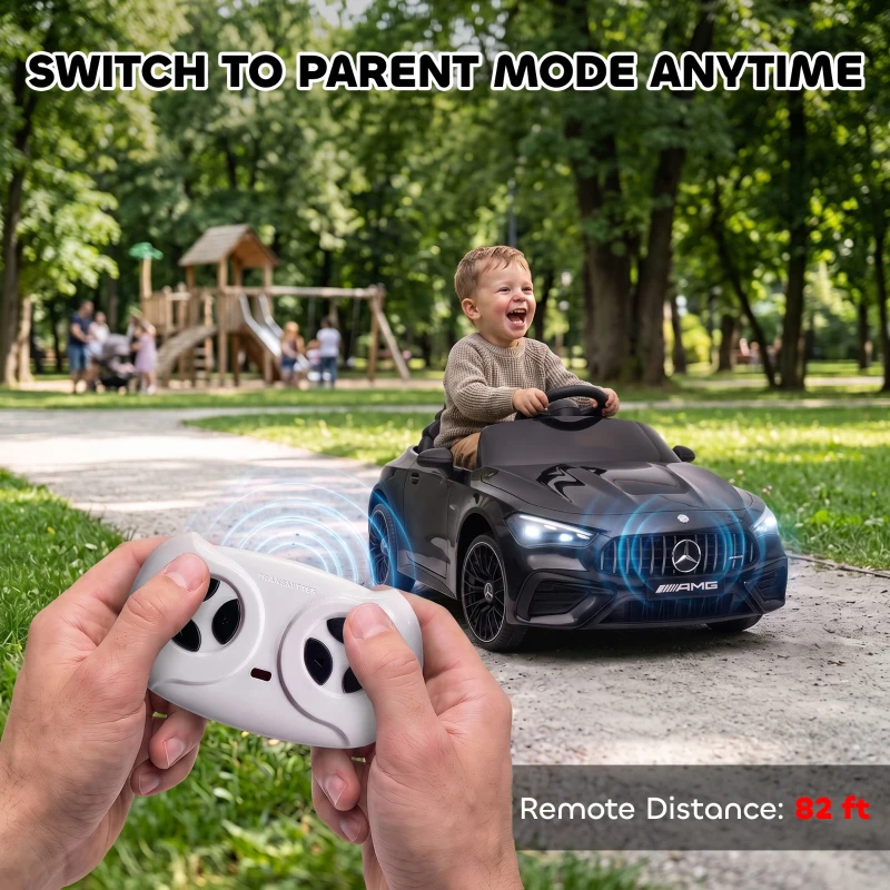 Qaba 12V Electric Car for Kids Licensed Mercedes AMG CLE 53 with Remote, Suspension, Lights, Music for 37-72 Months, Black