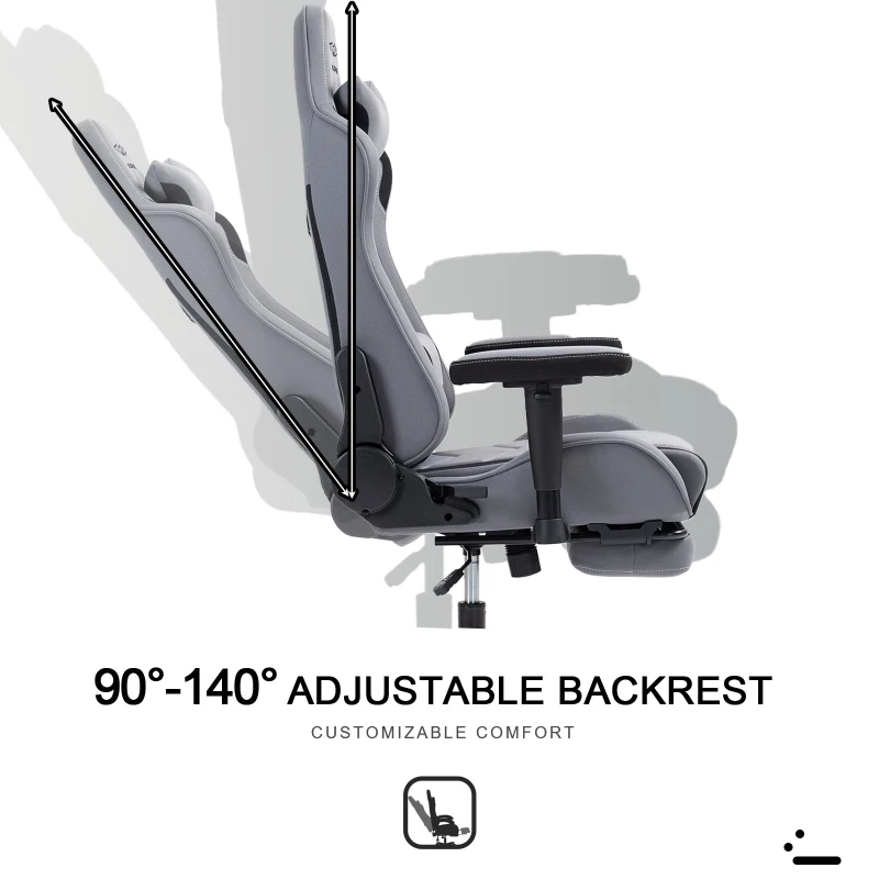 Ergonomic Gaming Chair with Adjustable Lumbar and Headrest Pillows, Cozy Computer Seat for Office and Gaming, 27.5"L x 20.5"W x 53"H, Gray