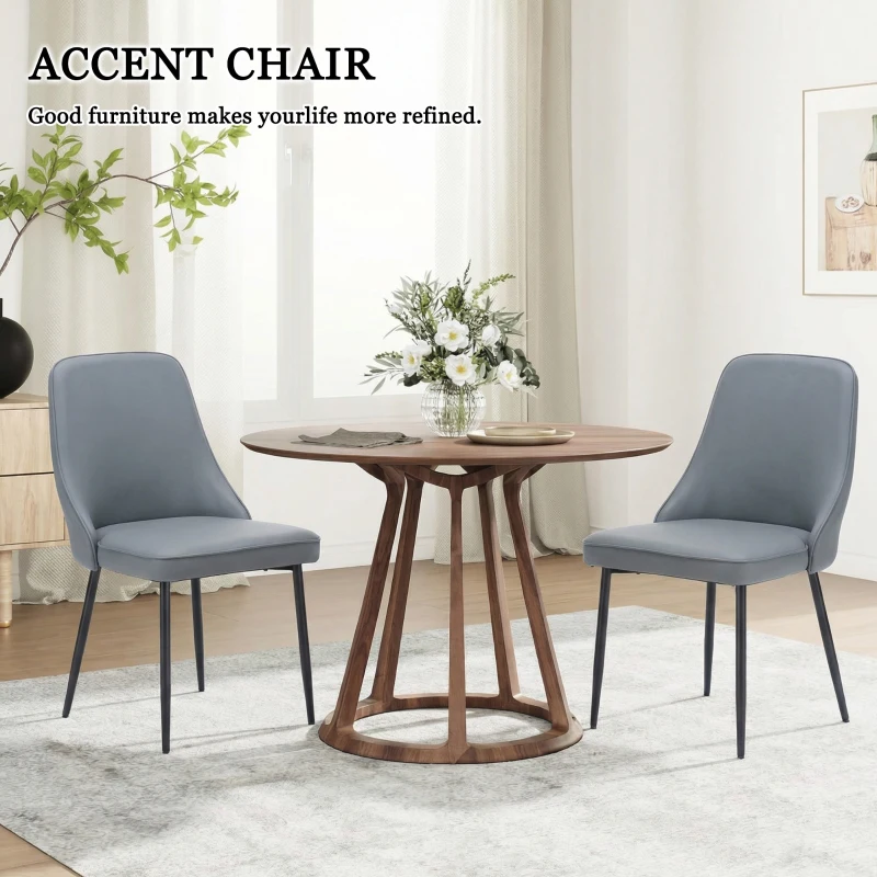 Cozy Dining Chairs with Ergonomic Curved Backrest, Stylish Kitchen Seats for Dining Rooms and Living Rooms, 19.5"L x 23.5"W x 35.5"H, Gray