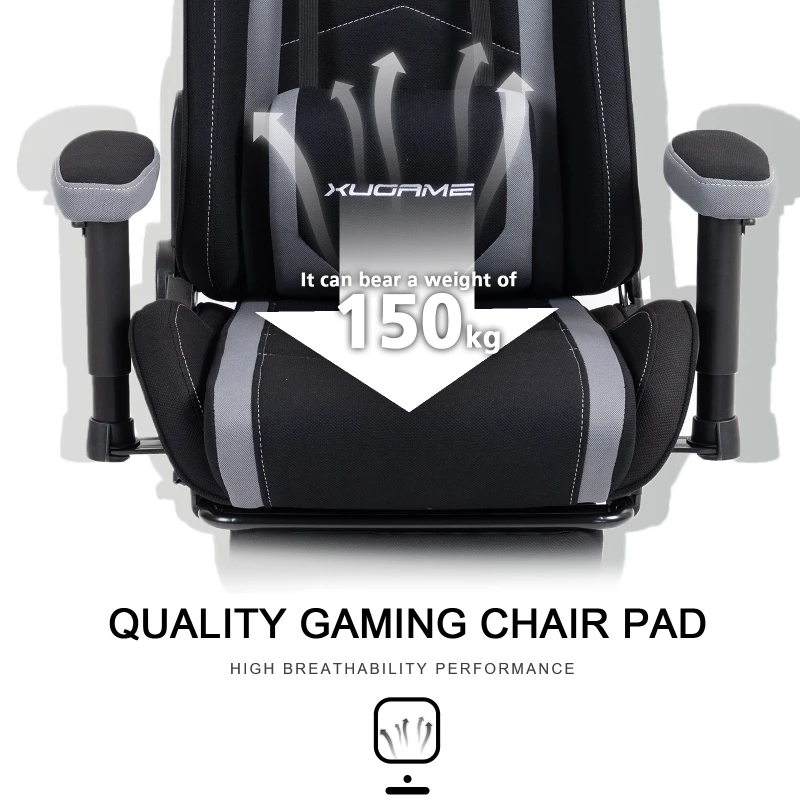 Ergonomic Gaming Chair with Adjustable Lumbar and Headrest Pillows, Cozy Computer Seat for Office and Gaming, 27.5"L x 20.5"W x 53"H, Black