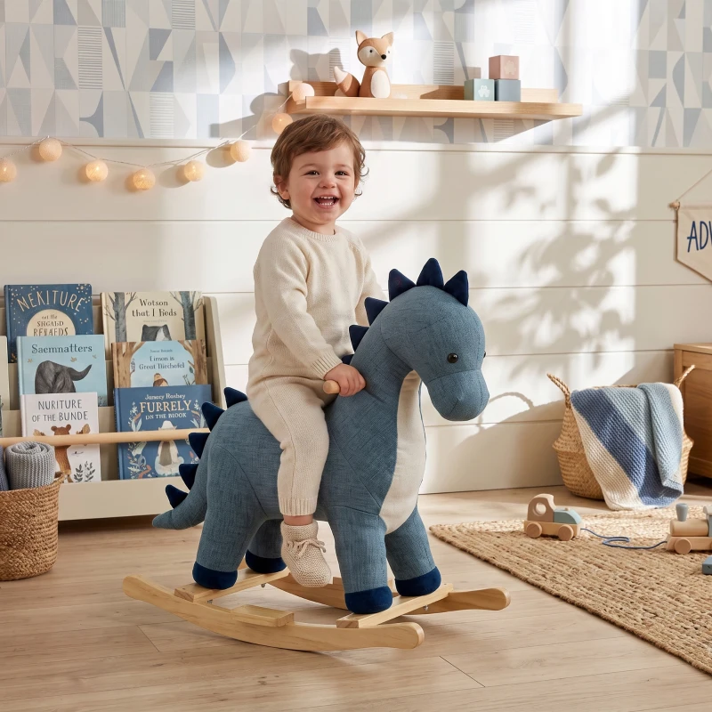 Qaba Baby Rocking Horse, Dinosaur Kids Ride on Horse with Realistic Sound, Interactive Toy for Toddlers 12-36 Months