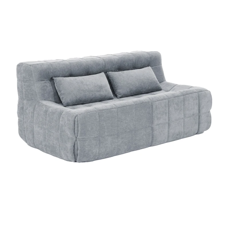 Cozy Modular Accent Chair with High-Resilience Sponge, Easy-Clean Couch with Detachable Cover and Anti-Slip Bottom, 63"L x 36"W x 29"H, Gray