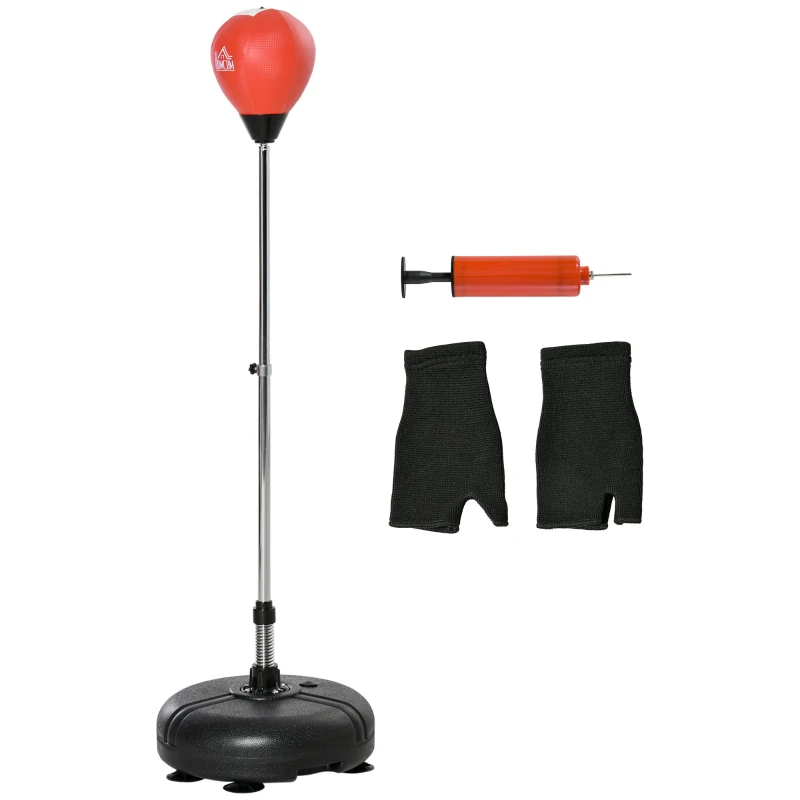 Soozier Reflex Bag with Stand, Freestanding Punching Bag Set with Speedball and Gloves, 52.4" -59.4" Adjustable Height