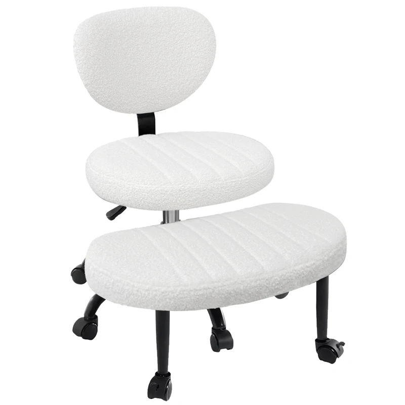 Ergonomic Cross-Legged Meditation Chair with Lumbar Support, Swivel Executive Office Desk Stool for Home Offices, 27" L x 35" W x 36.5" H, White