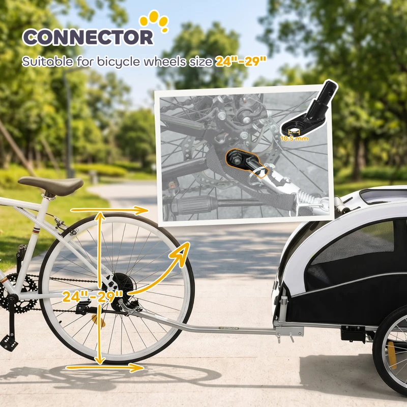 Aosom 2 in 1 Dog Bike Trailer, Foldable Pet Stroller, Dog Bicycle Trailer with Suspension, for Medium Dogs up to  44 LBS, White