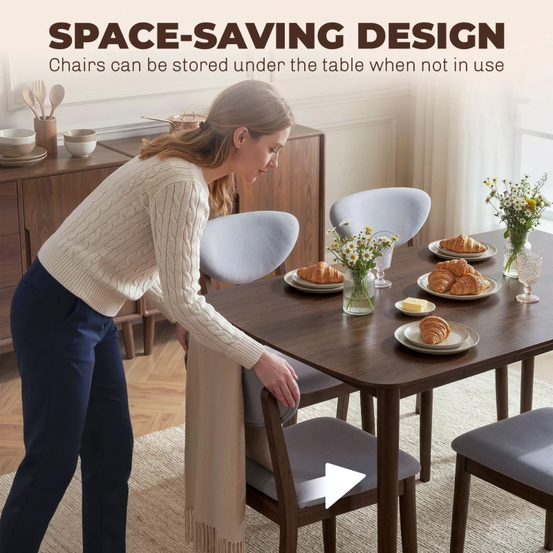 HOMCOM 5-Piece Dining Table Set for 4, Mid-Century Modern Kitchen Table and Chairs, Light Gray