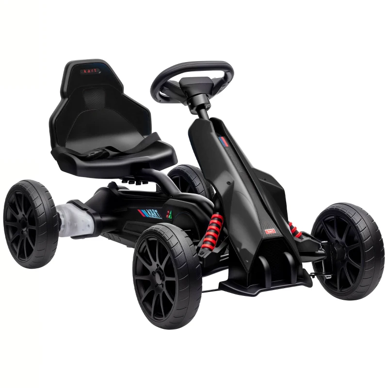 Aosom 12V Electric Go Kart for Kids, Ride On Toy with EVA Tires, 2 Speeds, Adjustable Seat, Safety Belt for 3-8 Years, Black