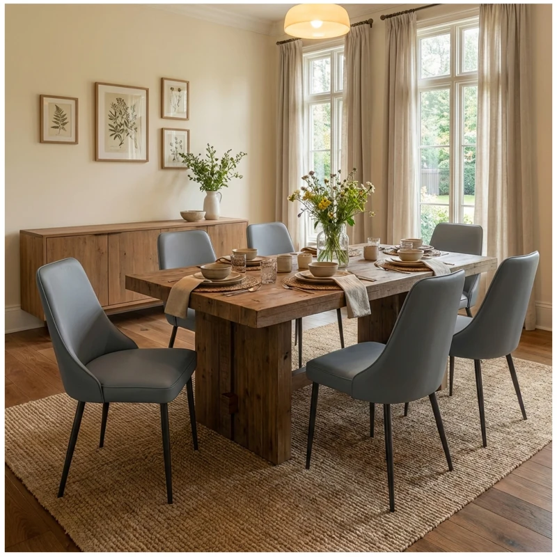 Cozy Dining Chairs with Ergonomic Curved Backrest, Stylish Kitchen Seats for Dining Rooms and Living Rooms, 19.5"L x 23.5"W x 35.5"H, Gray