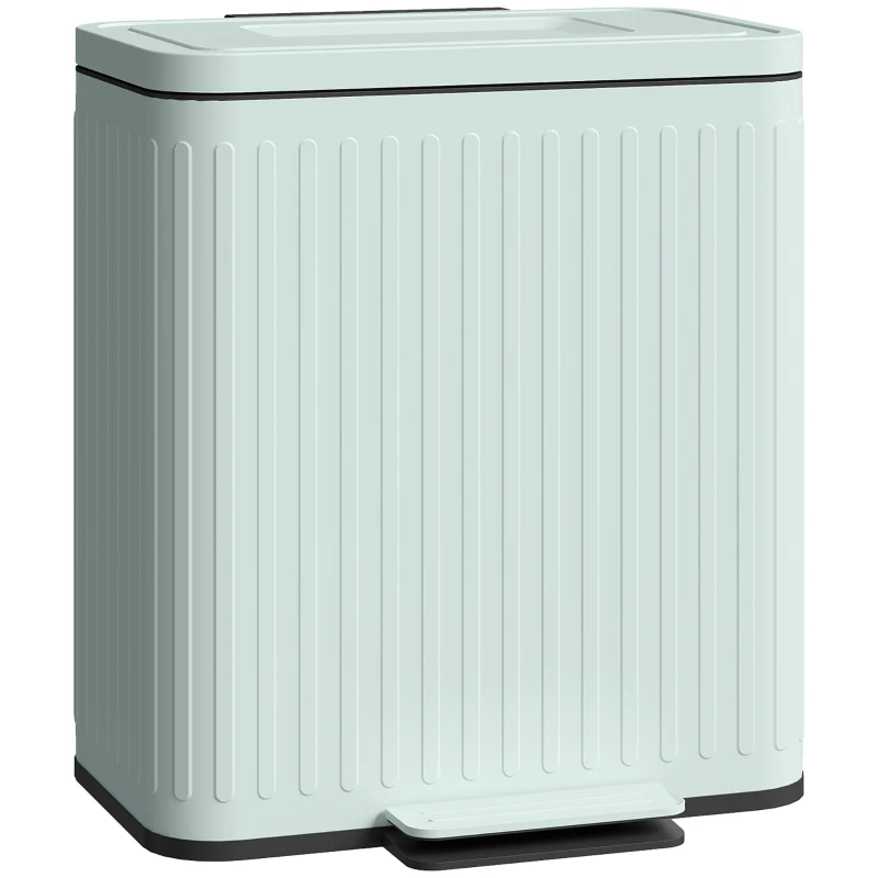 HOMCOM Trash Can, 2 x 5.3 Gallon (2 x 20 L) Garbage Can with Soft-Close Lid, Removable Inner Buckets for Kitchen Home Office