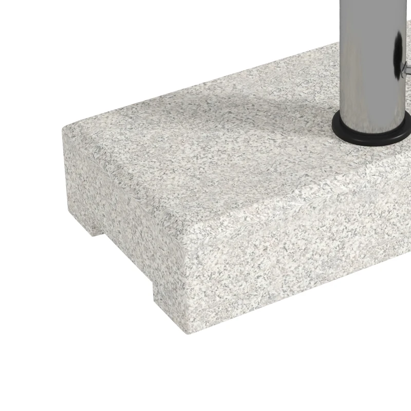 Outsunny 55 lbs Half Granite Parasol Base, Outdoor Umbrella Stand Weight for 1.3", 1.5", 1.9" Umbrella Poles, Grey