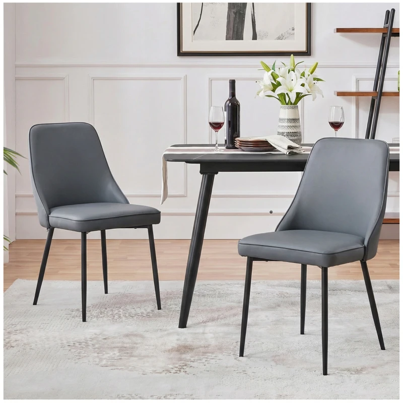 Cozy Dining Chairs with Ergonomic Curved Backrest, Stylish Kitchen Seats for Dining Rooms and Living Rooms, 19.5"L x 23.5"W x 35.5"H, Gray
