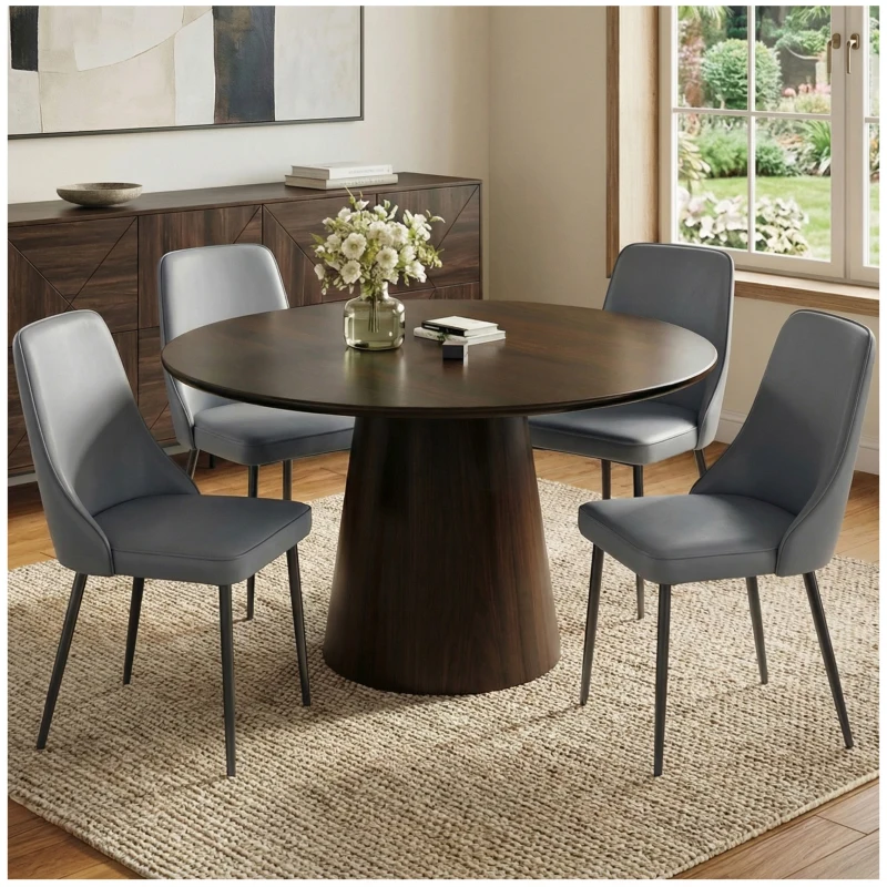 Cozy Dining Chairs with Ergonomic Curved Backrest, Stylish Kitchen Seats for Dining Rooms and Living Rooms, 19.5"L x 23.5"W x 35.5"H, Gray