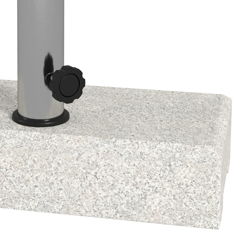 Outsunny 55 lbs Half Granite Parasol Base, Outdoor Umbrella Stand Weight for 1.3", 1.5", 1.9" Umbrella Poles, Grey