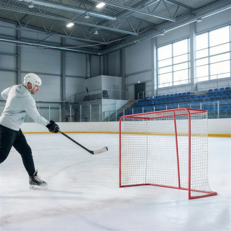 Soozier 5' x 4' Mini Hockey Goal, Easy Setup Hockey Net with Metal Frame, Lightweight & Portable