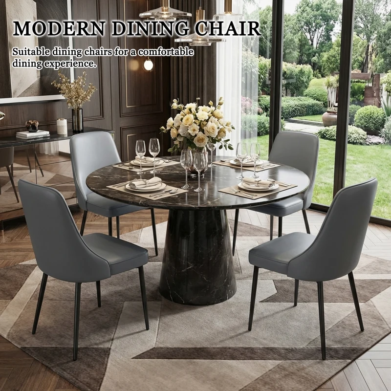 Cozy Dining Chairs with Ergonomic Curved Backrest, Stylish Kitchen Seats for Dining Rooms and Living Rooms, 19.5"L x 23.5"W x 35.5"H, Gray